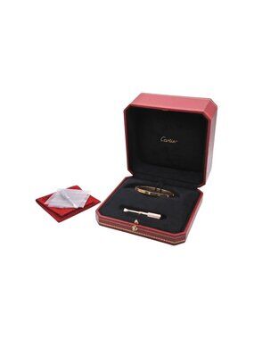 Cartier Love Bracelet Small Bangle Small Model Half Diamond Yellow Gold